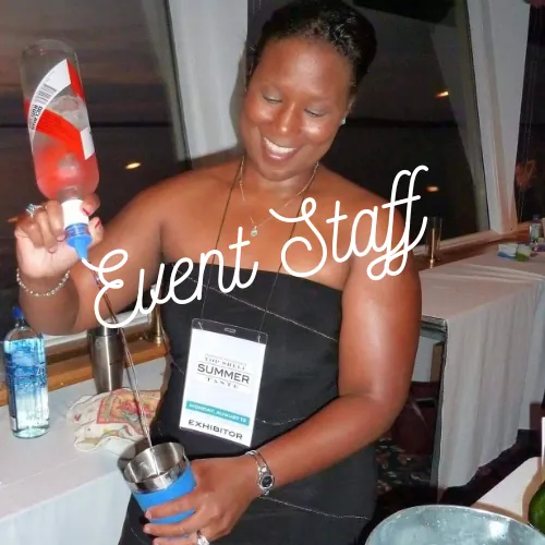 China Moon pouring at an event, labeled Event Staff